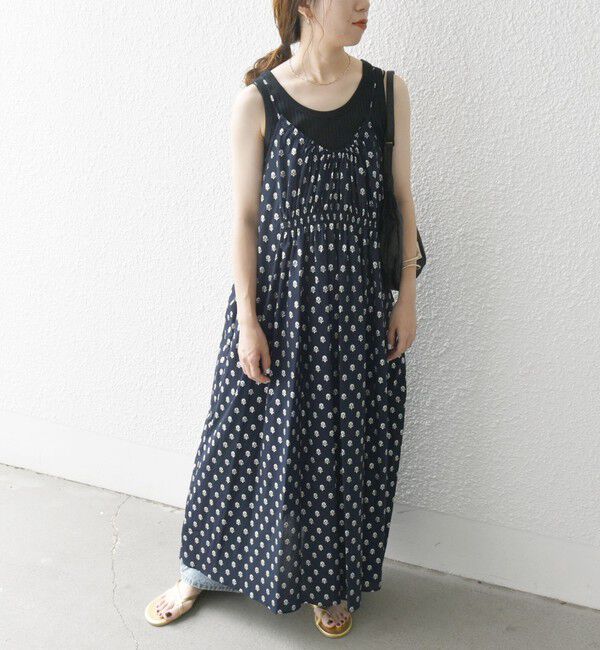 SHIPS any「SHIPS any:〈洗濯機可能〉グリッター プリント ギャザー キャミ ワンピース」|ワンピース|