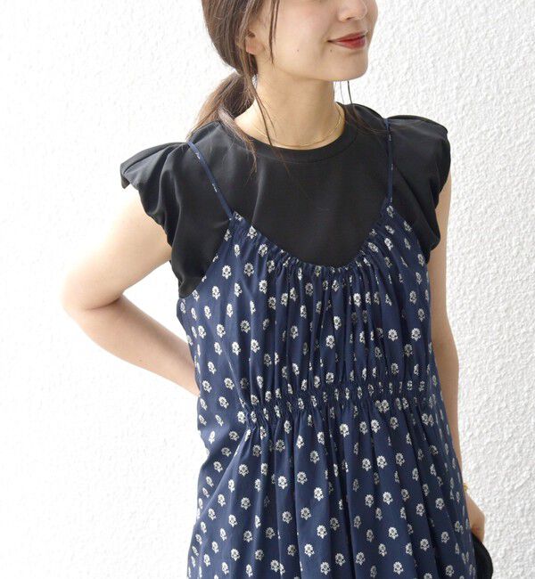 SHIPS any「SHIPS any:〈洗濯機可能〉グリッター プリント ギャザー キャミ ワンピース」|ワンピース|