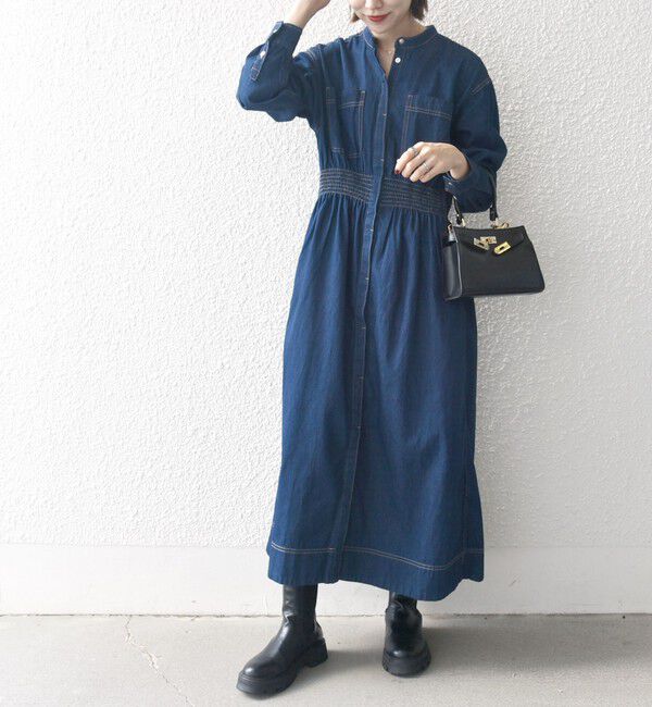 SHIPS any「SHIPS any: シャーリング デニム ポケット ワンピース ［SHIPS any DENIM］」|ワンピース|