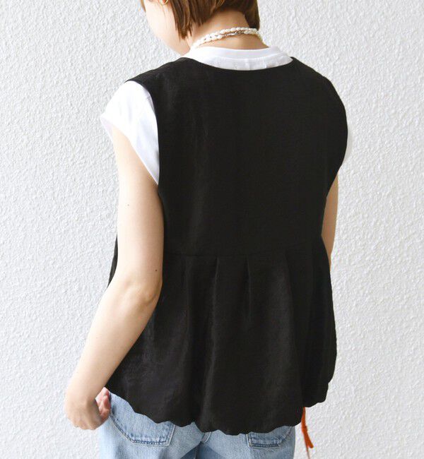 SHIPS for women「〈手洗い可能〉サテン タック バルーン ジレ」|ベスト・ジレ|