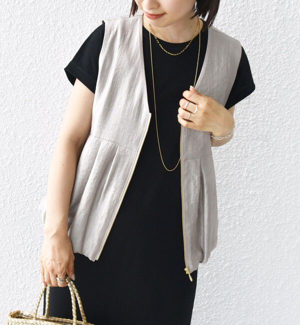 SHIPS for women「〈手洗い可能〉サテン タック バルーン ジレ」|ベスト・ジレ|