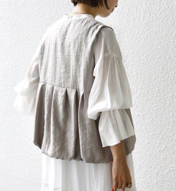 SHIPS for women「〈手洗い可能〉サテン タック バルーン ジレ」|ベスト・ジレ|