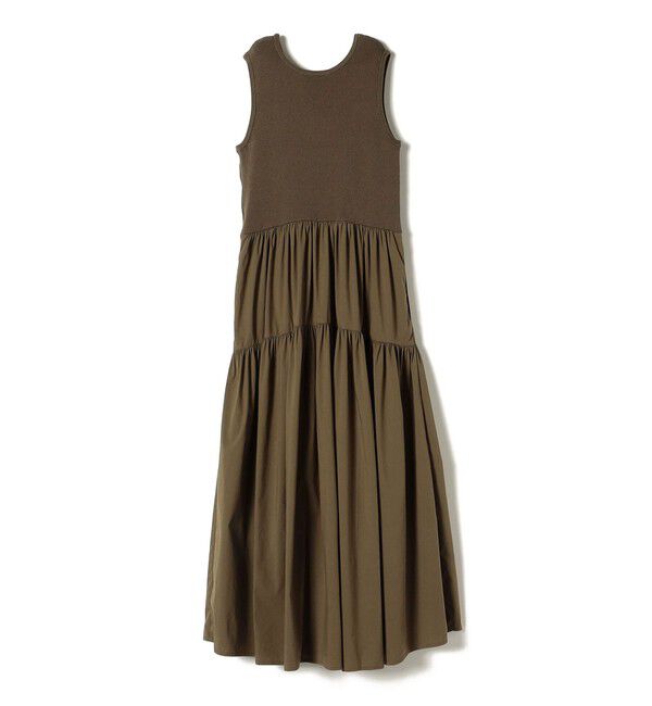 SHIPS for women「〈手洗い可能〉コットン リブ ノースリーブ &times; 布帛 スカート ワンピース」|ワンピース|