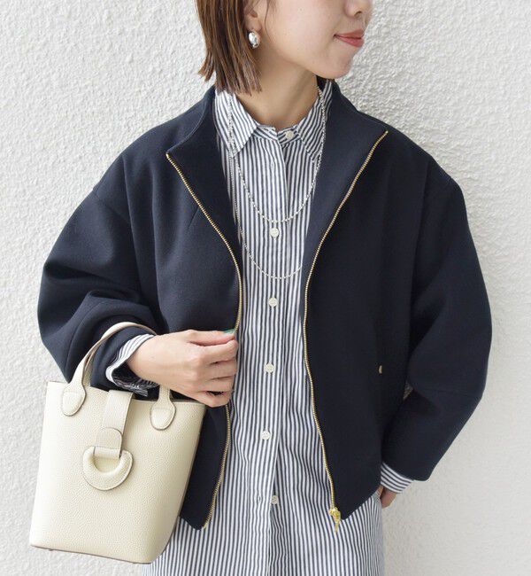 SHIPS for women「【WEB限定】〈手洗い可能〉 ウールライク ボトル ネック ジップ ブルゾン」|ブルゾン・スタジャン|