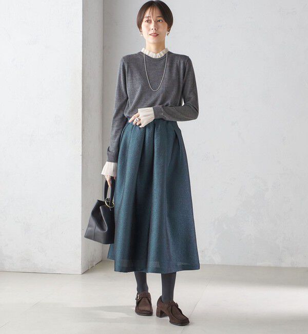 SHIPS for women「〈手洗い可能〉オーガンジー プリーツ ハイゲージ ニット」|ニット・セーター|