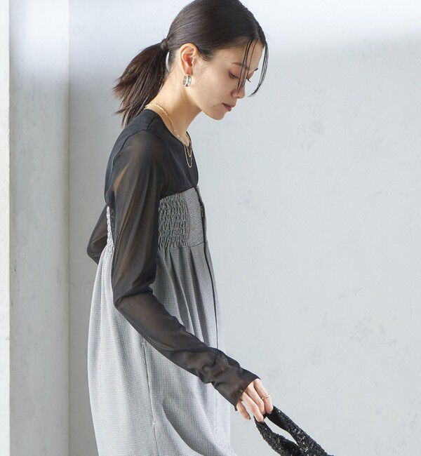 SHIPS for women「〈手洗い可能〉ストレッチ チュール ロング スリーブ TEE」|Tシャツ・カットソー|