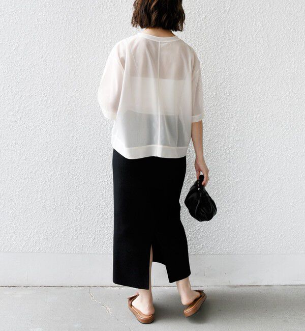 SHIPS for women「〈手洗い可能〉シアー トリコット ショート スリーブ プルオーバー」|Tシャツ・カットソー|