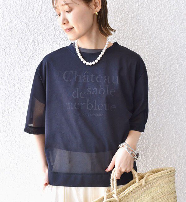SHIPS for women「〈手洗い可能〉シアー トリコット ショート スリーブ プルオーバー」|Tシャツ・カットソー|ネイビー
