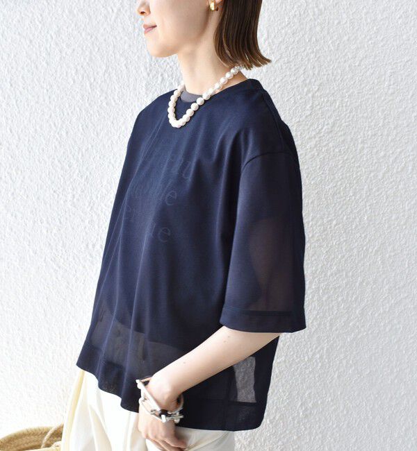 SHIPS for women「〈手洗い可能〉シアー トリコット ショート スリーブ プルオーバー」|Tシャツ・カットソー|