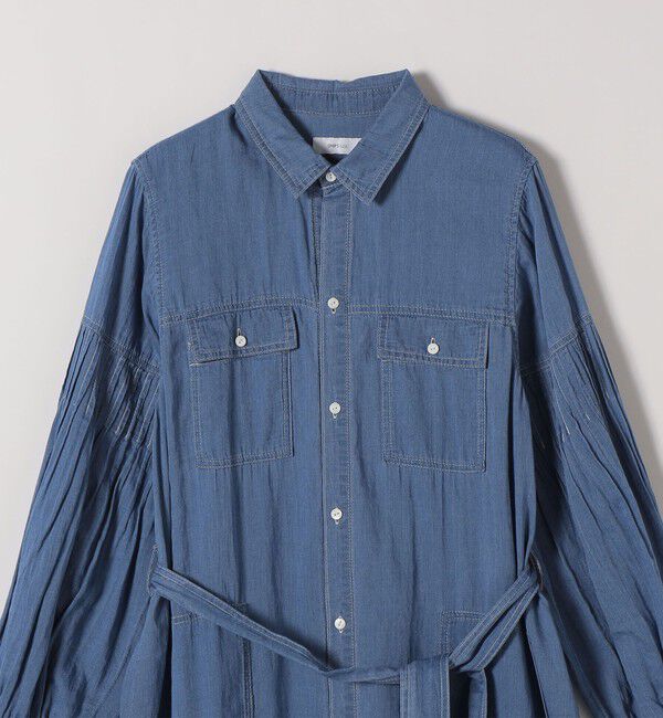 SHIPS any「SHIPS any:〈手洗い可能〉シアー デニム ポケット ロング シャツ ワンピース」|ワンピース|