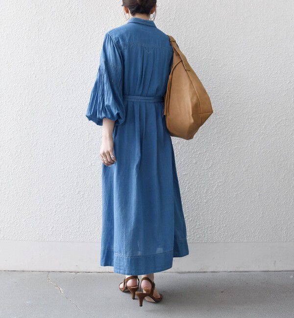 SHIPS any「SHIPS any:〈手洗い可能〉シアー デニム ポケット ロング シャツ ワンピース」|ワンピース|