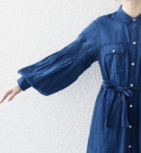 SHIPS any「SHIPS any:〈手洗い可能〉シアー デニム ポケット ロング シャツ ワンピース」|ワンピース|