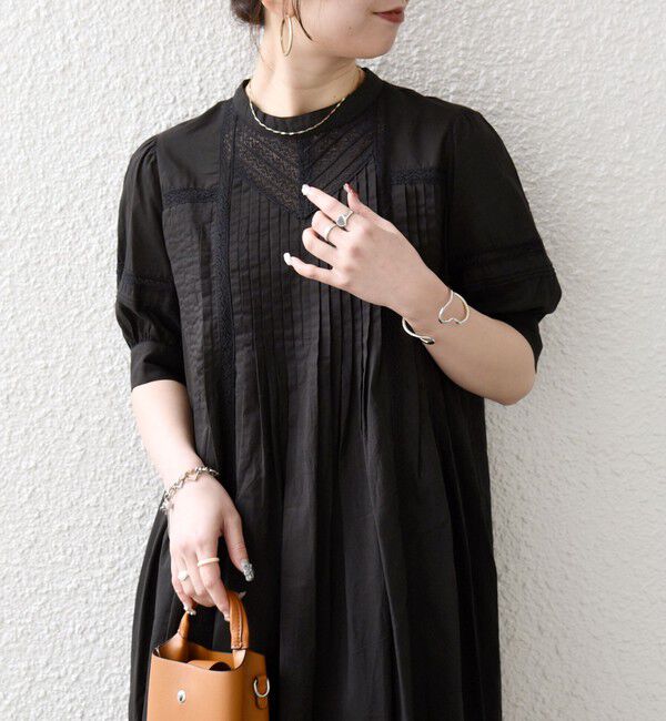 SHIPS any「《予約》SHIPS any:〈洗濯機可能〉キャンブリック レース ピンタック パフスリーブ ワンピース」|ワンピース|