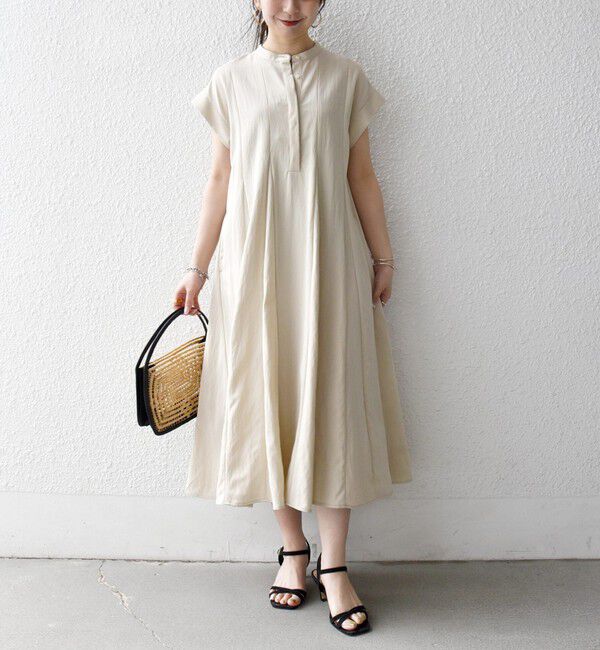 SHIPS any「《予約》SHIPS any:〈洗濯機可能〉ツイル バンドカラー フレンチ シャツ ワンピース」|ワンピース|