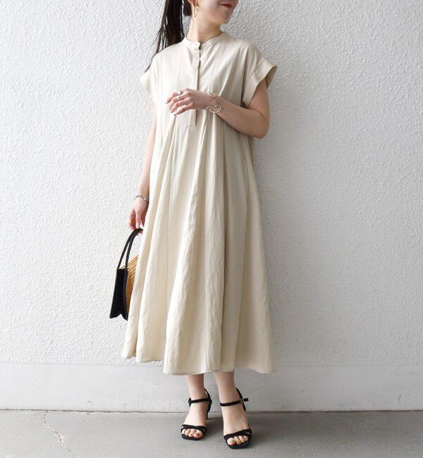 SHIPS any「《予約》SHIPS any:〈洗濯機可能〉ツイル バンドカラー フレンチ シャツ ワンピース」|ワンピース|