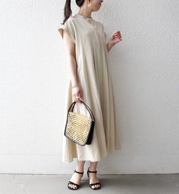 SHIPS any「《予約》SHIPS any:〈洗濯機可能〉ツイル バンドカラー フレンチ シャツ ワンピース」|ワンピース|