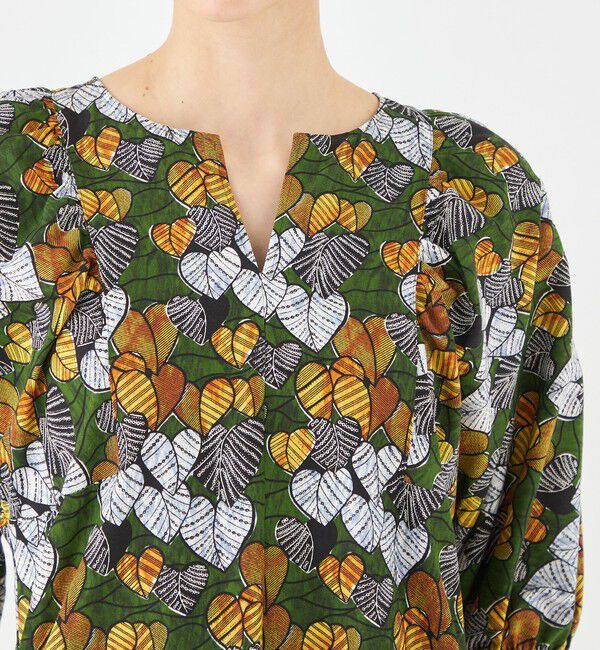 MACPHEE「アフリカンプリント キーネックワンピース」|ワンピース|