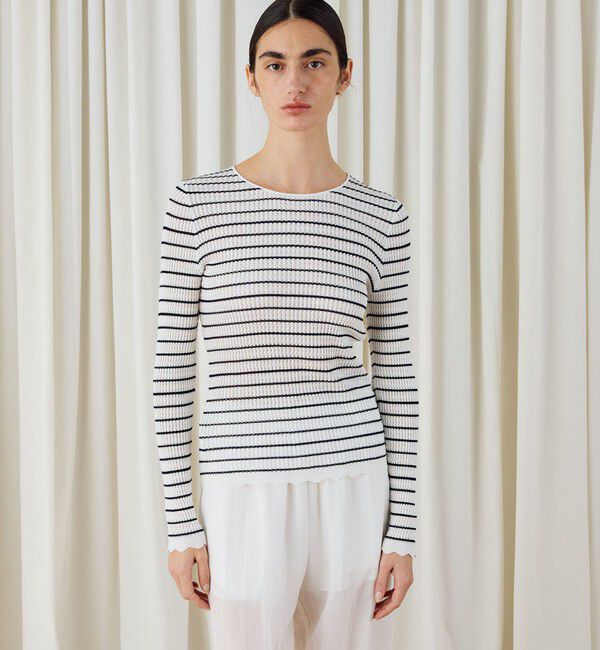 DES PRES「コットンアセテートリブ クルーネックプルオーバー」|ニット・セーター|