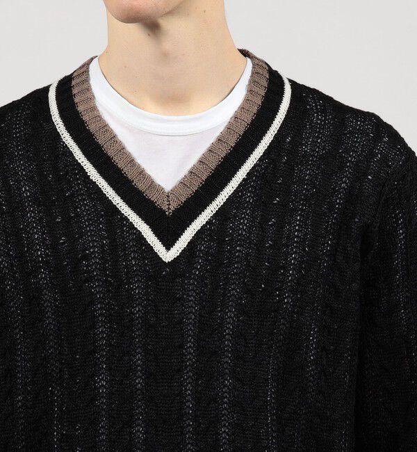 TOMORROWLAND MENS「プレミアムリネン チルデンプルオーバーニット」|ニット・セーター|