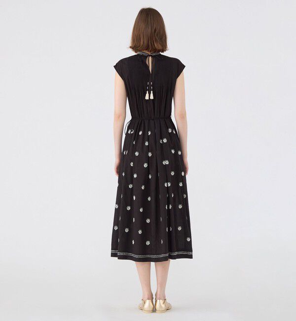 SOULEIADO「コットンボイルエンブロイダリー プチスタンドカラーワンピース」|ワンピース|