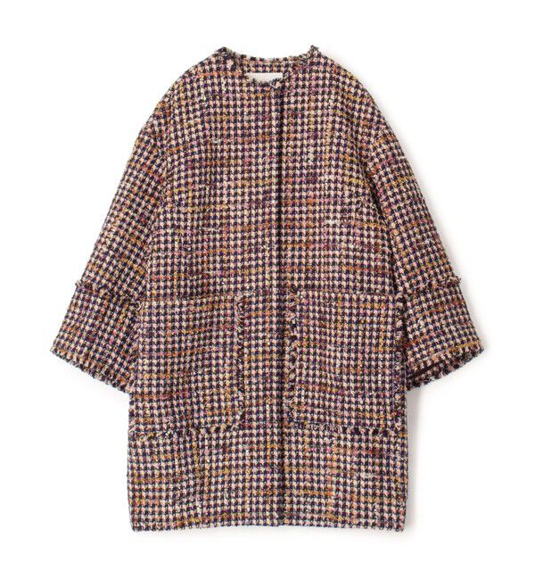 Ballsey「フィルムヤーンツイード コクーンコート」|ノーカラーコート|34 ピンク系