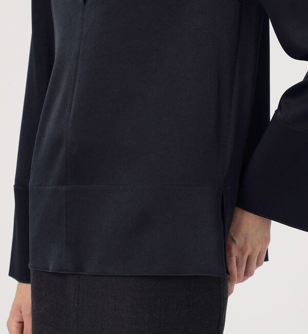 DES PRES「サテンジョーゼット オープンカラーブラウス」|シャツ・ブラウス|