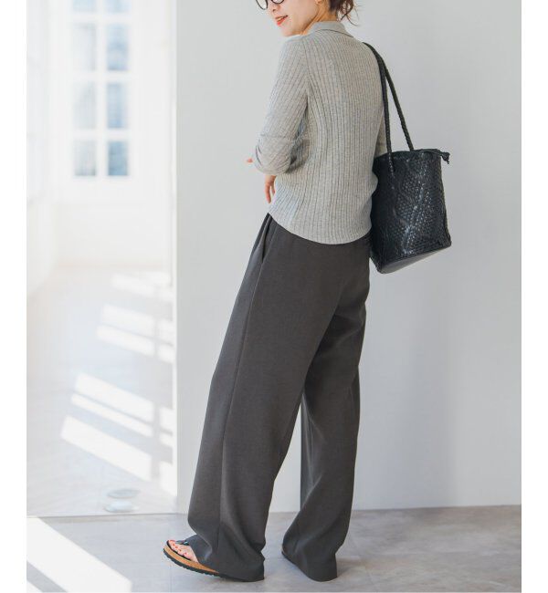 Spick and Span「《追加》ダブルクロスツータックパンツ」|スラックス|