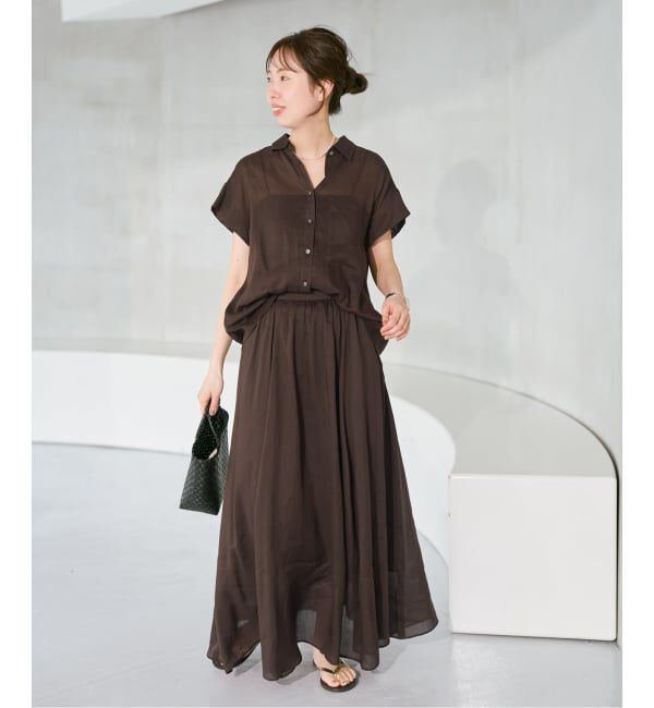 Spick and Span「《セットアップ可 / 予約》ラミーブレンドギャザーフレアスカート」|スカート|