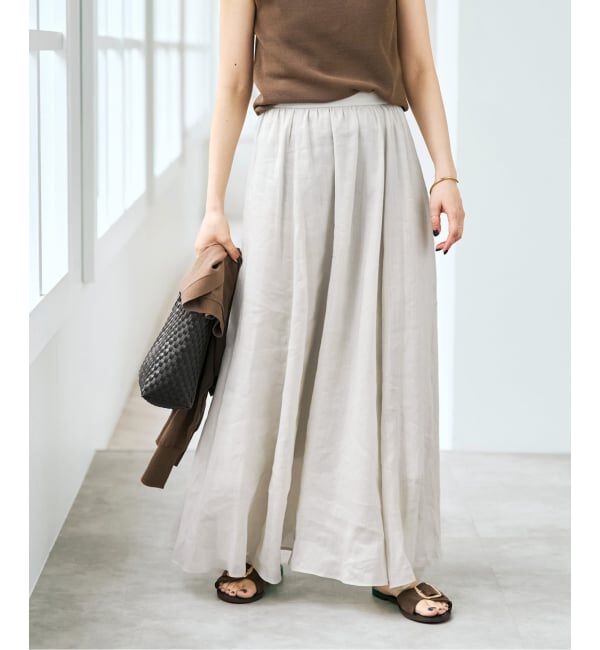 Spick and Span「《セットアップ可 / 予約》ラミーブレンドギャザーフレアスカート」|スカート|