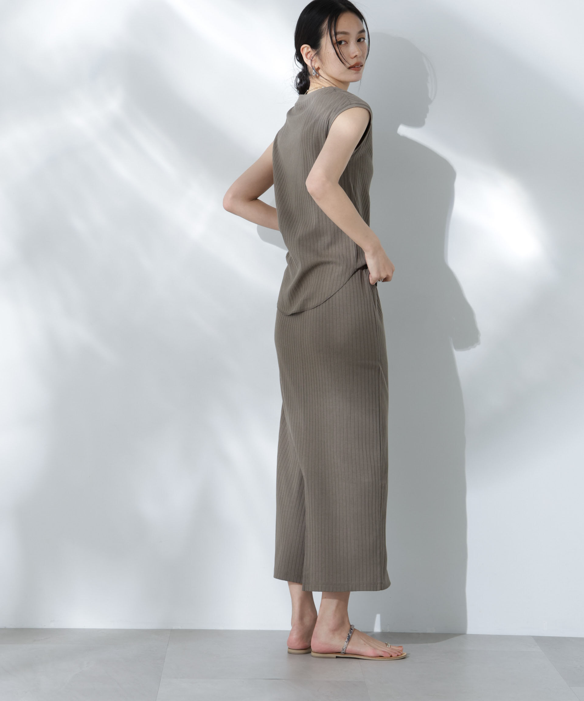 nano･universe「Anti Soaked(R) 汗染み防止リブノースリーブTシャツ（セットアップ可）」|Tシャツ・カットソー|