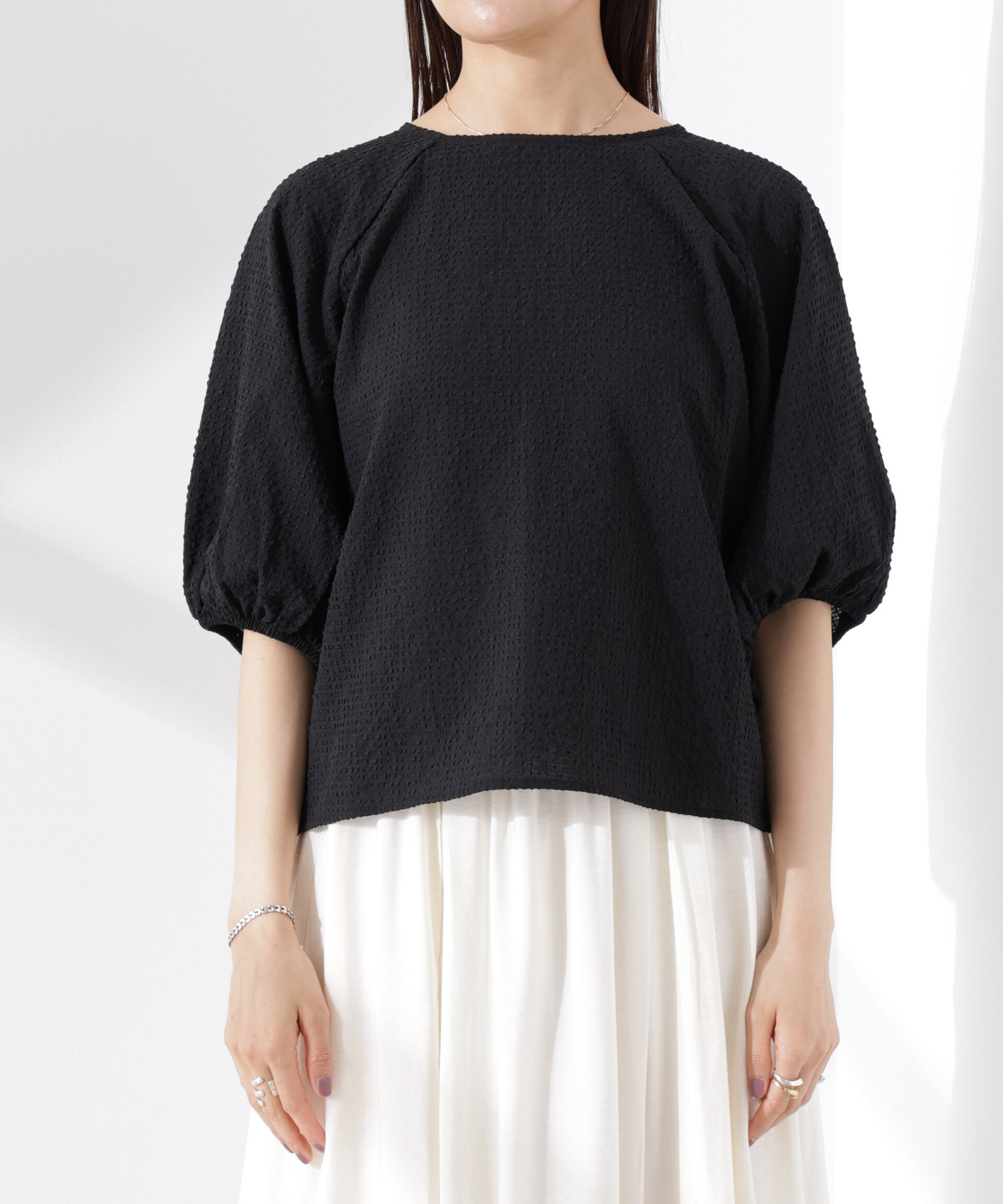 nano･universe「サッカーバルーンスリーブプルオーバーブラウス」|シャツ・ブラウス|