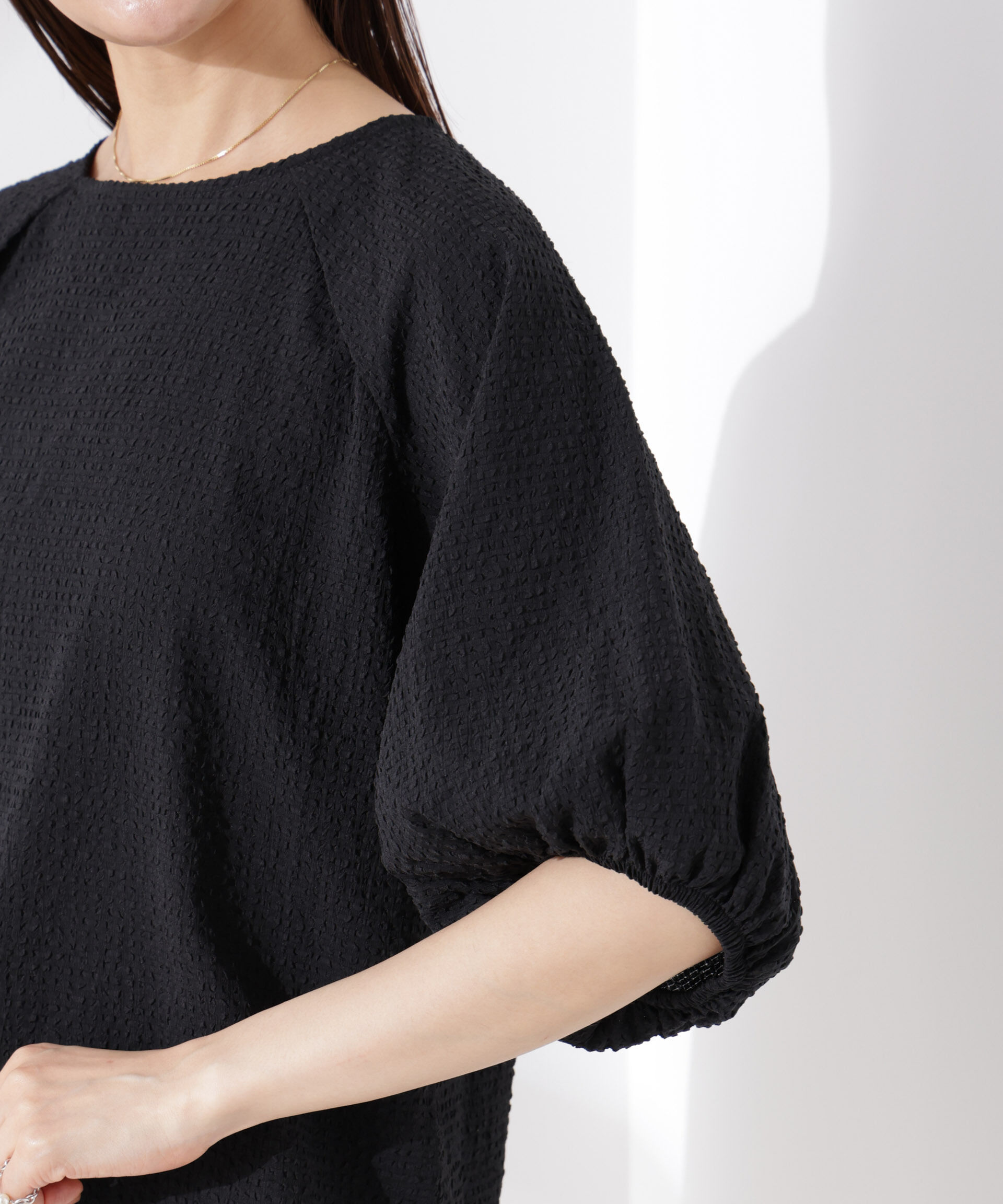 nano･universe「サッカーバルーンスリーブプルオーバーブラウス」|シャツ・ブラウス|