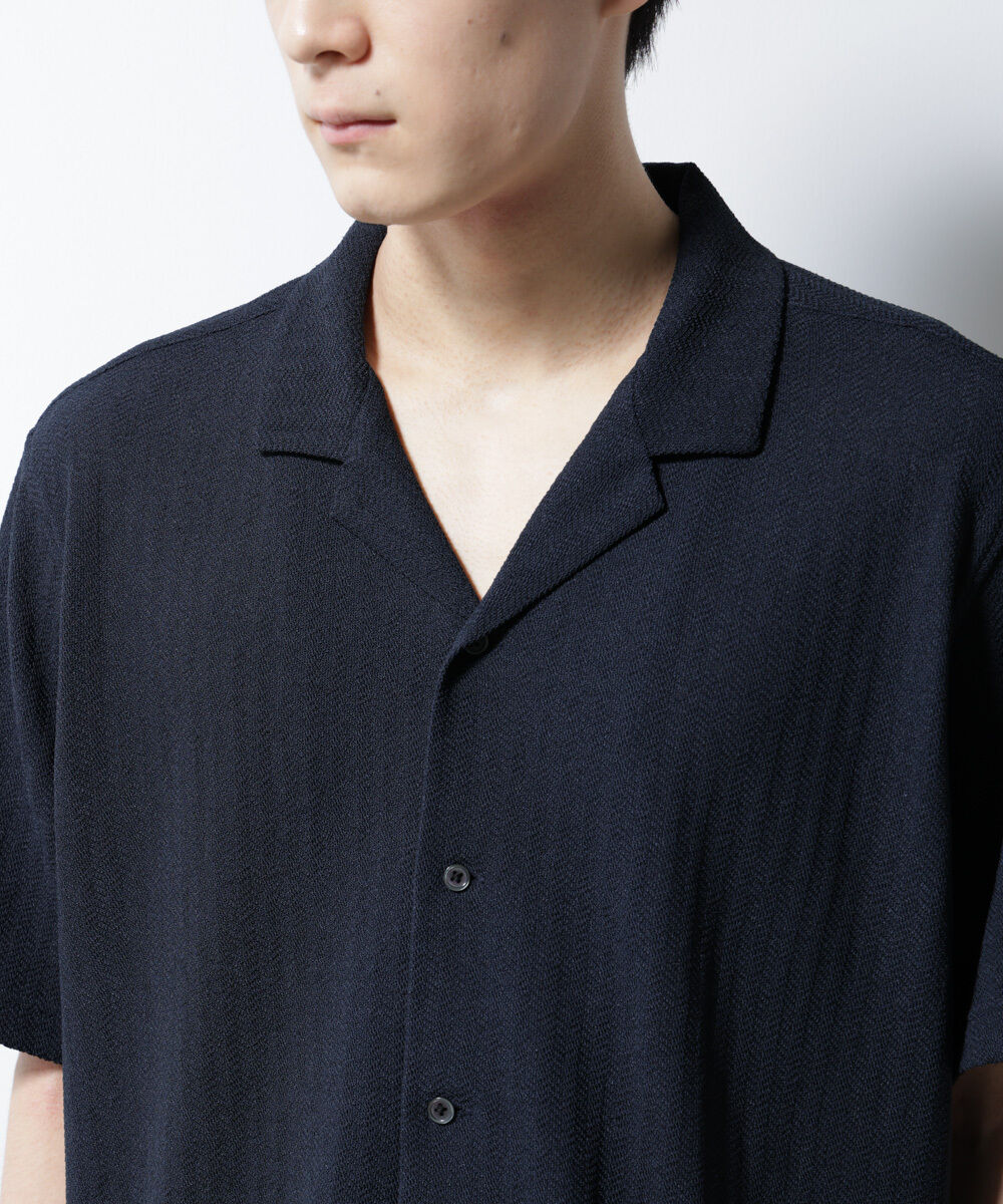 nano･universe「「Damerino」 ヘリンボン オープンカラーシャツ 半袖」|Tシャツ・カットソー|