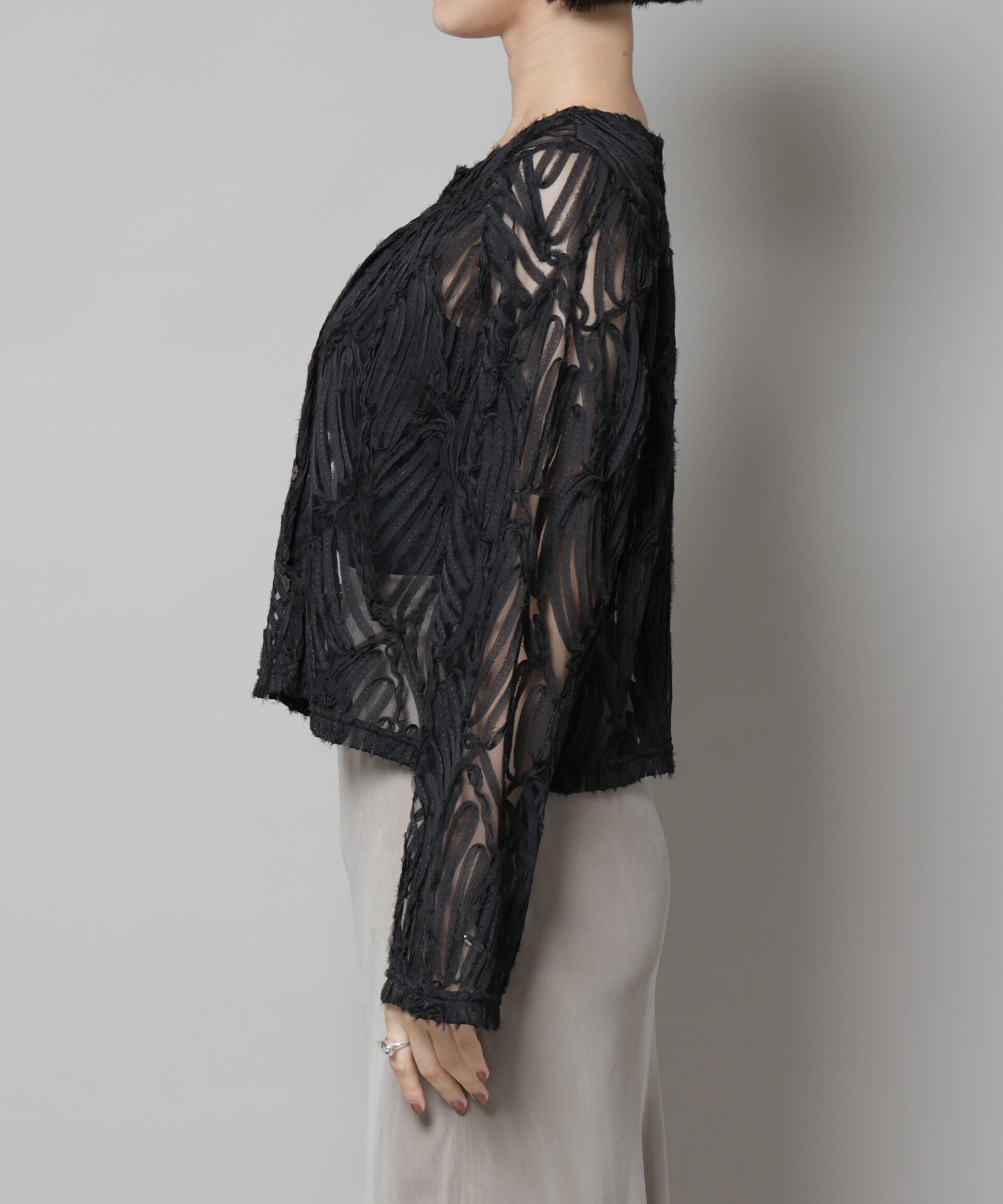 nano･universe「テープ刺繍チュール前後2wayカーディガン(セットアップ可)」|シャツ・ブラウス|