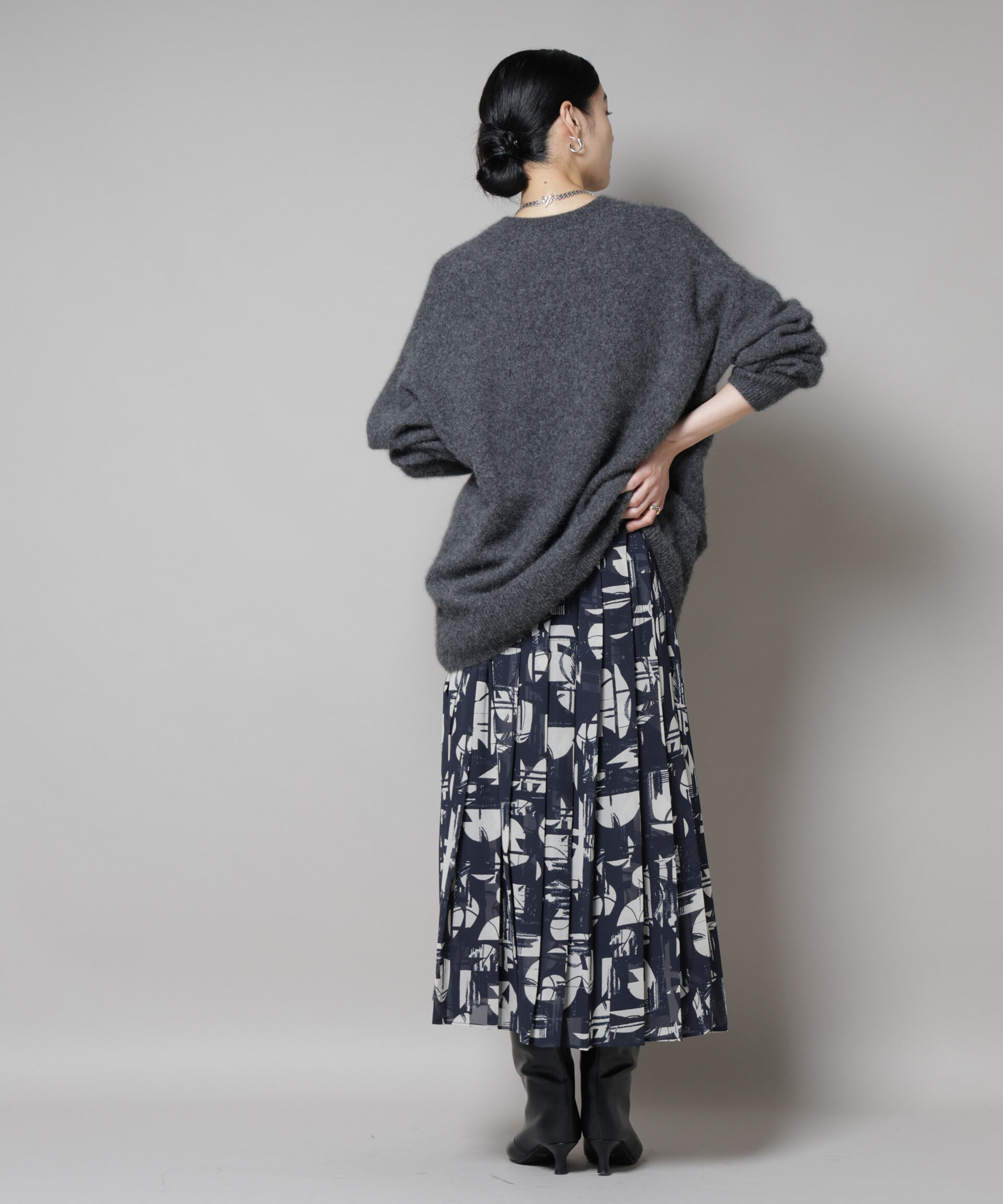 nano･universe「アートプリントジョーゼットプリーツスカート」|スカート|