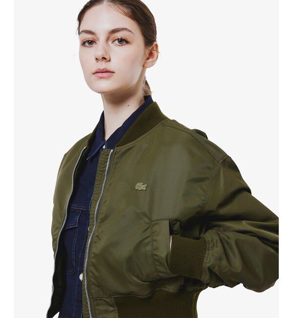LACOSTE「クロップド丈 ショートMA-1ジャケット」|ブルゾン・スタジャン|