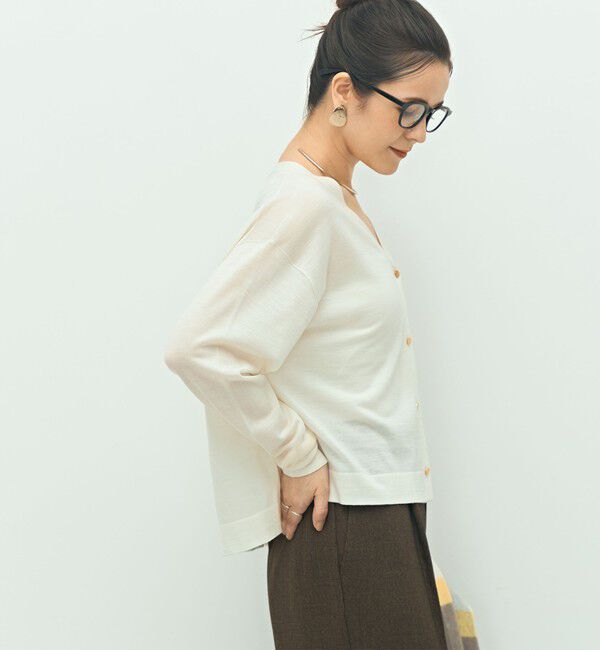 NOLLEY'S「《手洗い可能》《アンサンブル対応》18G天竺ゆったりVネックカーディガン」|カーディガン|