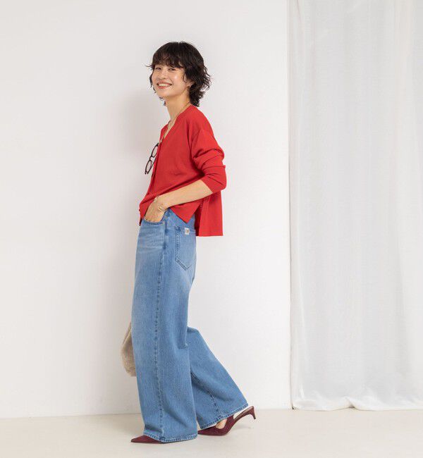 NOLLEY'S「《手洗い可能》《アンサンブル対応》18G天竺ゆったりVネックカーディガン」|カーディガン|