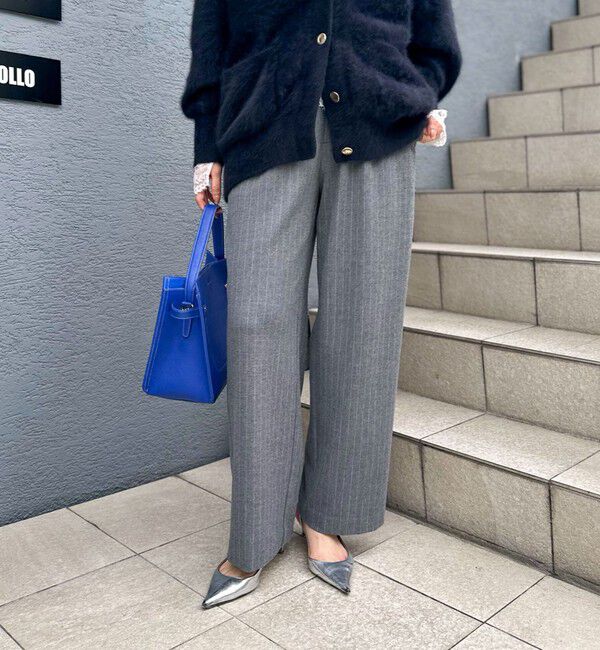 NOLLEY'S sophi「ウォッシャブル両面起毛ヘリンボーン/ストライプセミワイドパンツ」|その他|