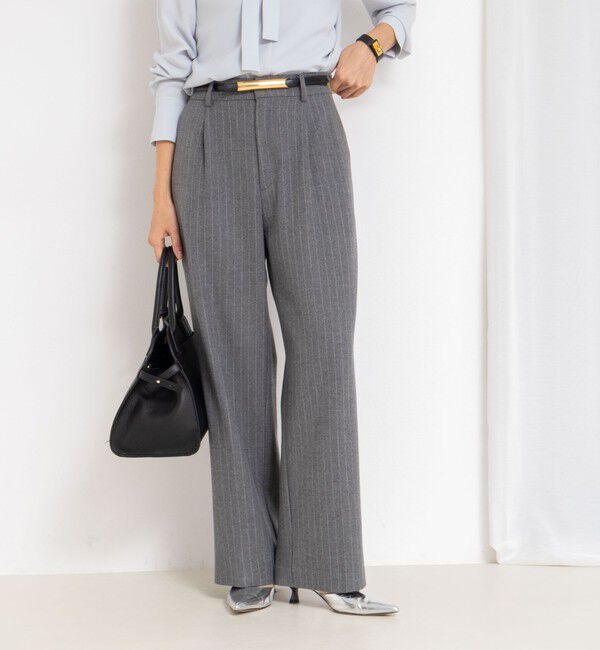 NOLLEY'S sophi「ウォッシャブル両面起毛ヘリンボーン/ストライプセミワイドパンツ」|その他|