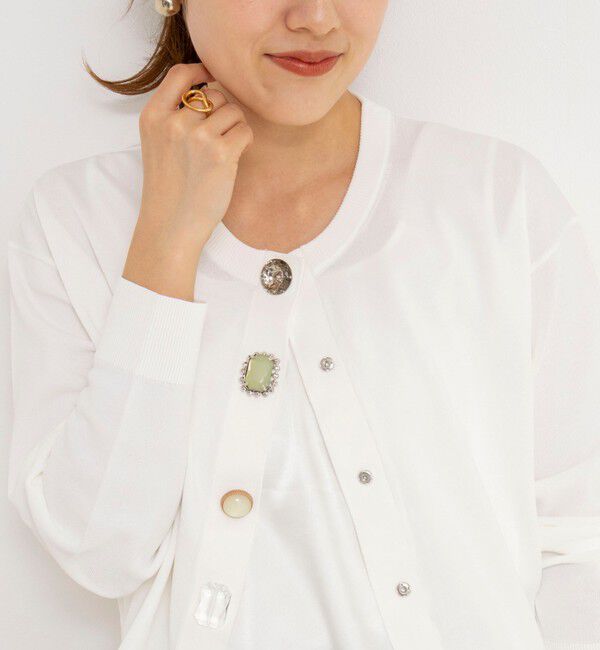 NOLLEY'S「《手洗い可能》ランダムビジューカーディガン」|カーディガン|