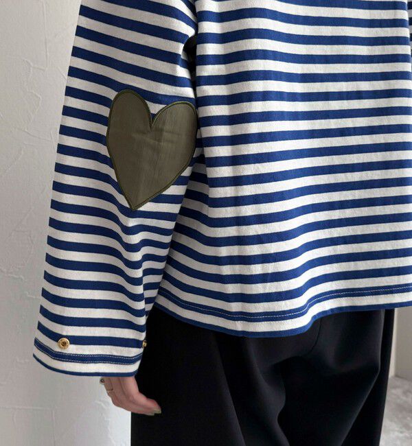fredy emue「ボーダーハートパッチプルオーバー」|Tシャツ・カットソー|