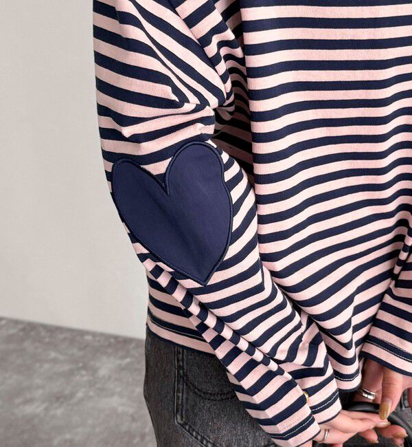 fredy emue「ボーダーハートパッチプルオーバー」|Tシャツ・カットソー|