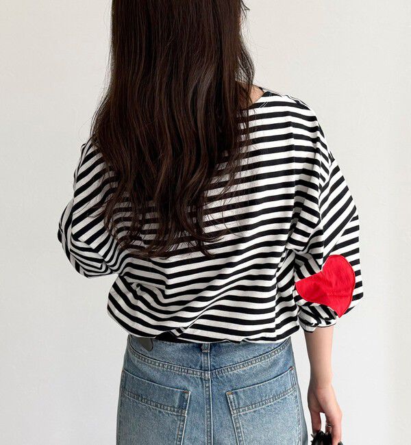 fredy emue「ボーダーハートパッチプルオーバー」|Tシャツ・カットソー|