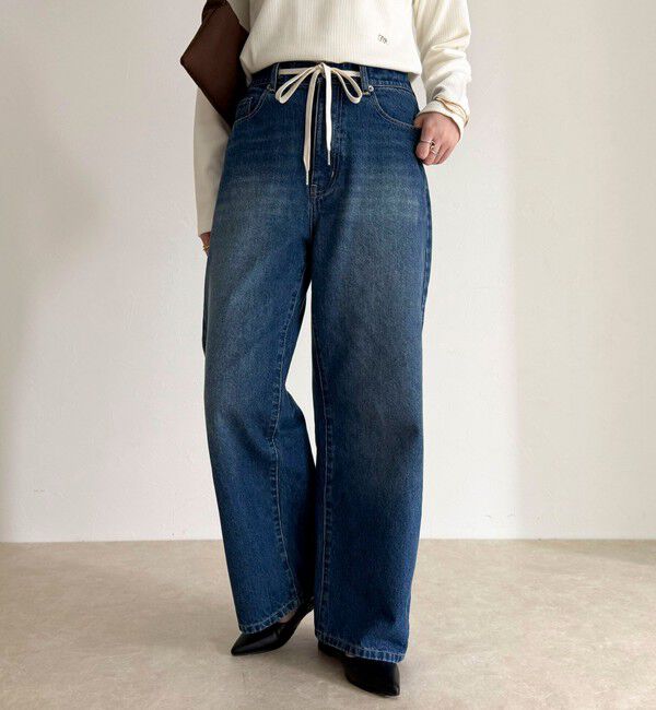 fredy emue「ドロストデニムパンツ」|デニム|ネイビー