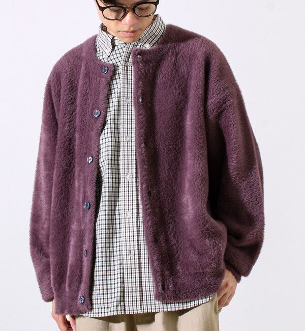 GLOSTER「モヘヤライク シャギークルーネックカーディガン」|カーディガン|パープル