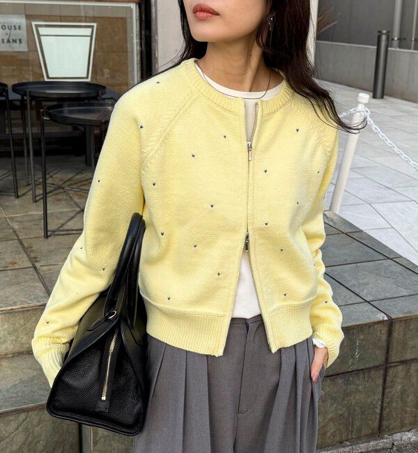 fredy emue「ハンド刺しゅうハートZIPカーディガン」|カーディガン|イエロー