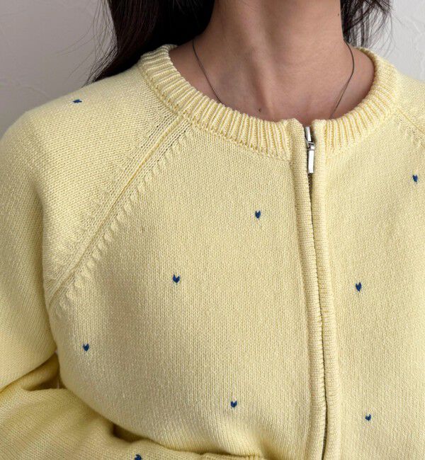 fredy emue「ハンド刺しゅうハートZIPカーディガン」|カーディガン|