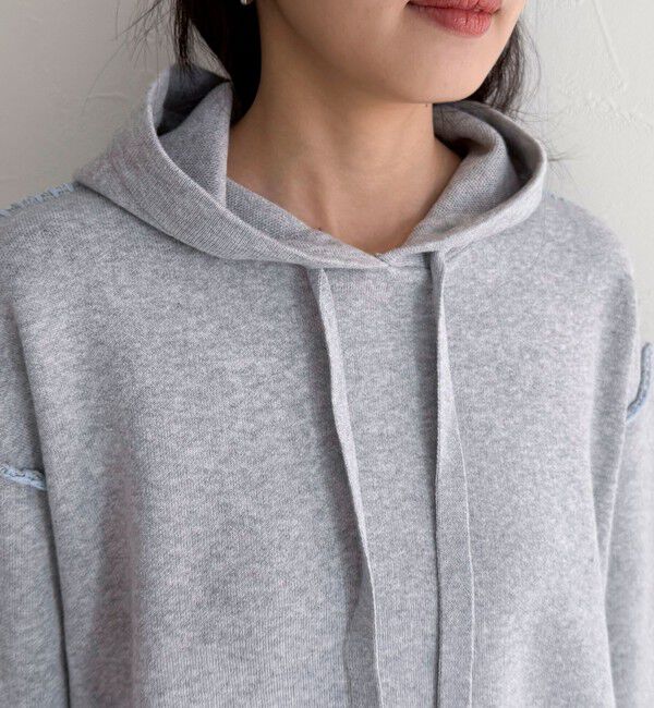 fredy emue「フード付き配色ステッチニットプルオーバー」|ニット・セーター|