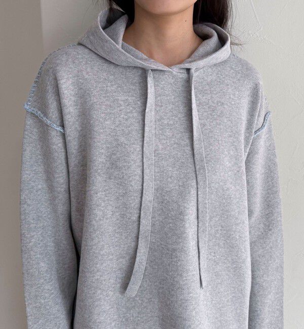 fredy emue「フード付き配色ステッチニットプルオーバー」|ニット・セーター|